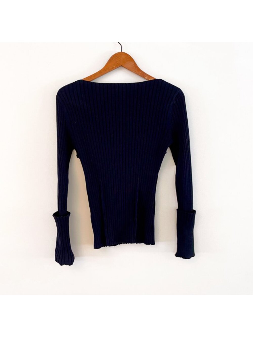 Frame Navy Blue Ribbed Sweater, Size Small - Picture 2 of 4
